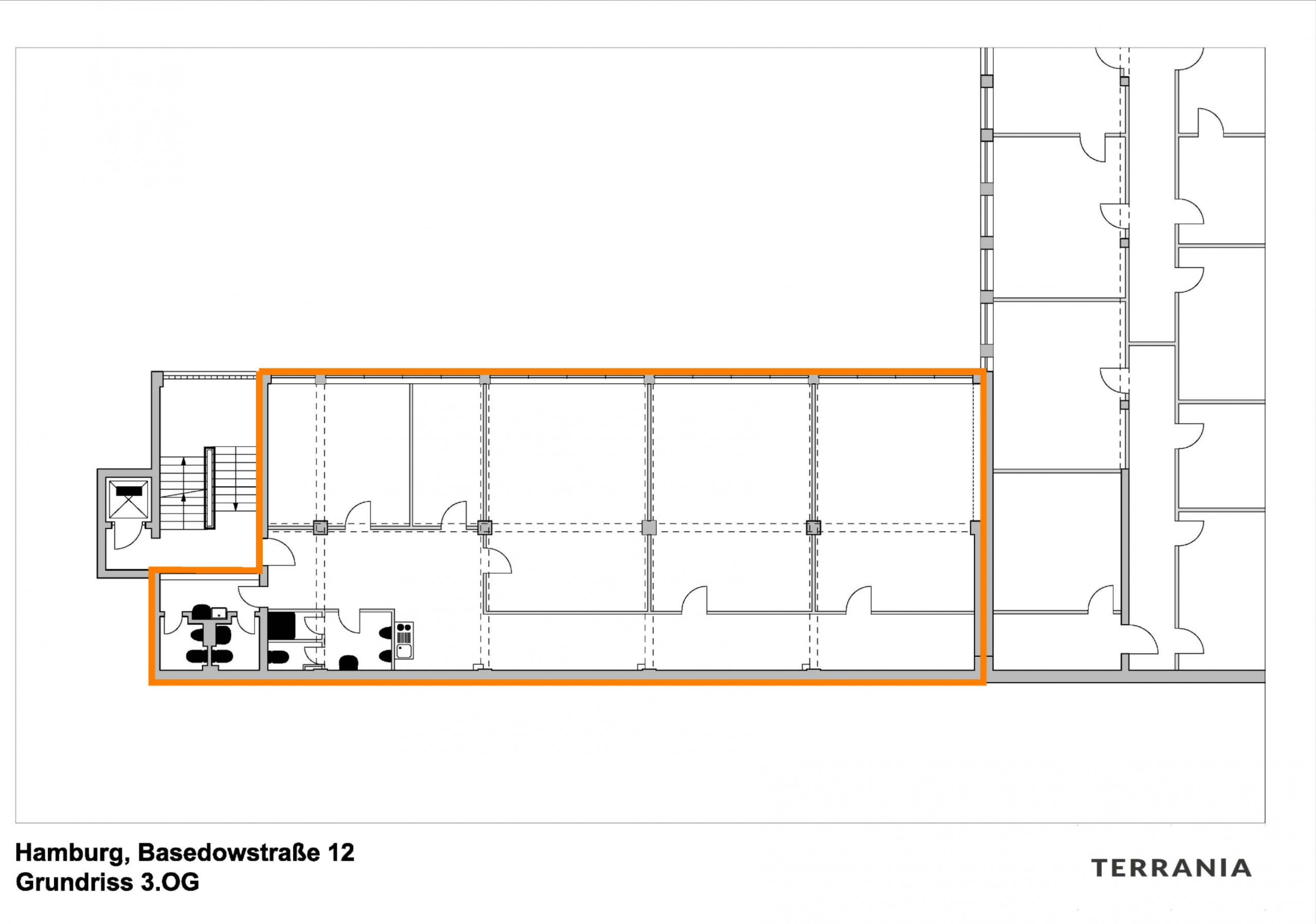 Direkt vom Eigentümer: großzügige & helle Büroetage mit sehr guter Anbindung - Grundriss 3.OG 2024 0705 unten