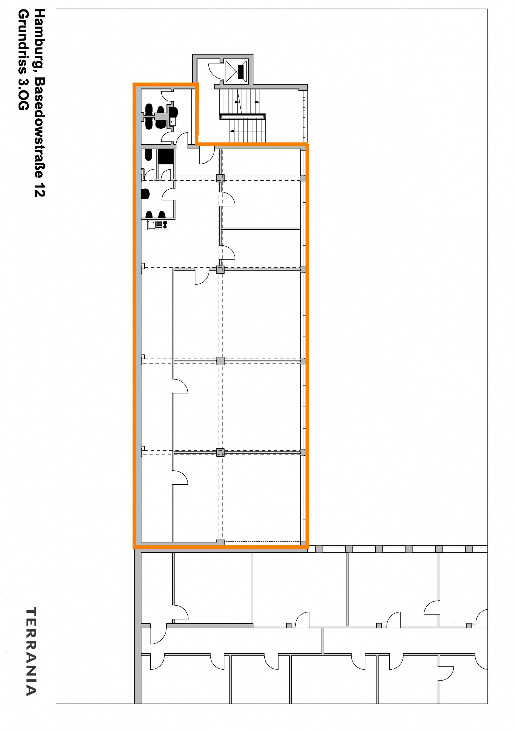 Direkt vom Eigentümer! Büroetage auf sehr gut angebundenem Grundstück in Hammbrook - Grundriss 3.OG 2024 0705 unten