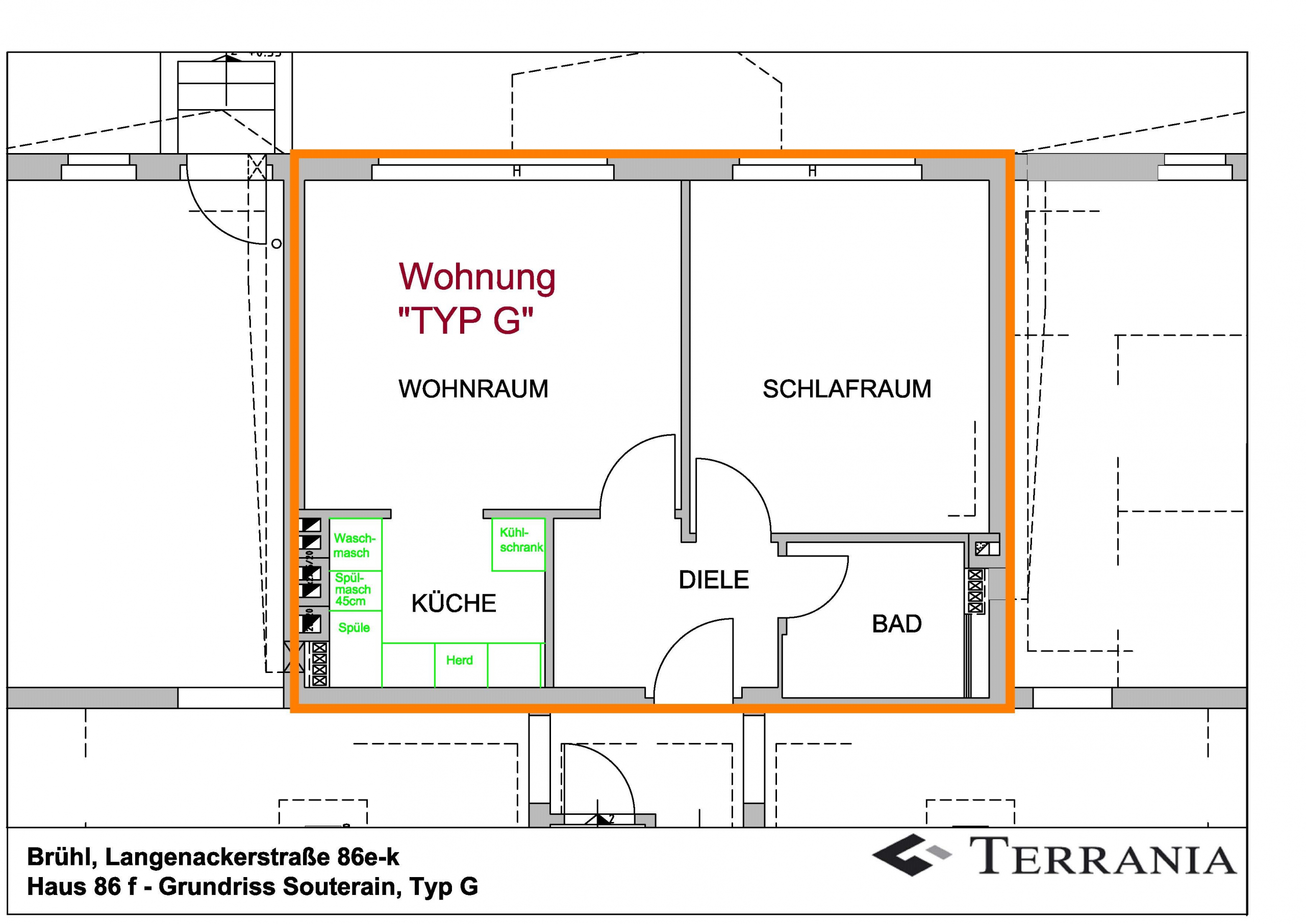 Direkt vom Eigentümer: Souterrainwohnung in zentraler Lage von Brühl! - Grundriss